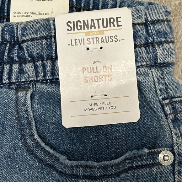 Levi’s Youth Medium 8 Shorts Denim Jeans Blue Drawstring Stretch Pull On NWT - Picture 6 of 10
